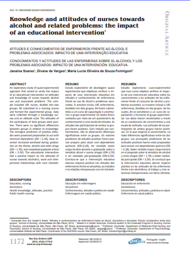 Atitudes e conhecimentos de enfermeiros frente ao álcool e problemas associados: impacto de uma intervenção educativa