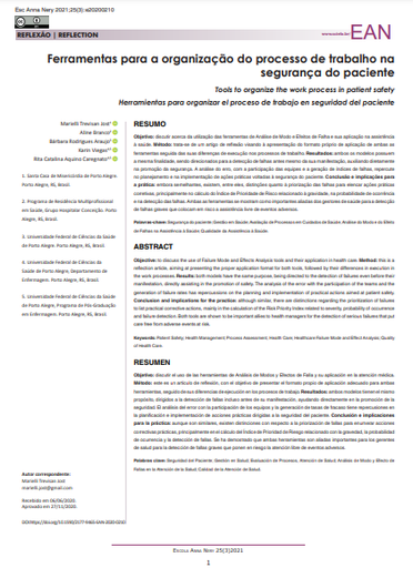 Ferramentas para a organização do processo de trabalho na segurança do paciente