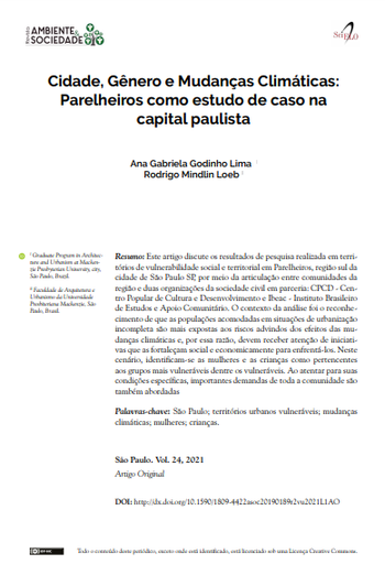 City, Gender and Climate Changes: Parelheiros as a case study in the capital of São Paulo