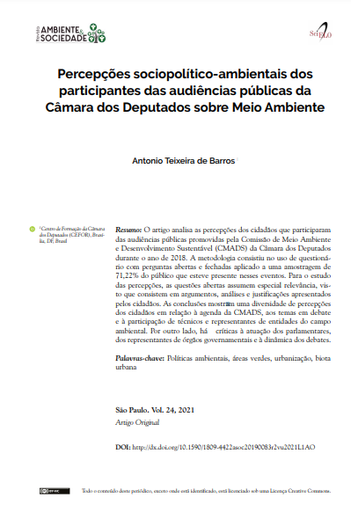 Socio-political-environmental perceptions of participants in the public hearings of the Brazilian Representative House on Environment