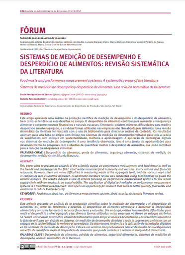 SISTEMAS DE MEDIÇÃO DE DESEMPENHO E DESPERDÍCIO DE ALIMENTOS: REVISÃO SISTEMÁTICA DA LITERATURA