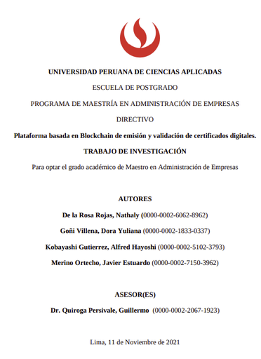 Plataforma basada en Blockchain de emisión y validación de certificados digitales