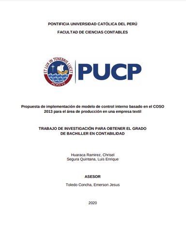 Propuesta de implementación de modelo de control interno basado en el COSO 2013 para el área de producción en una empresa textil