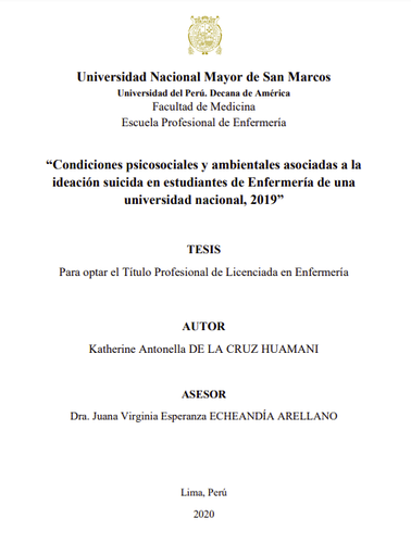 Condiciones psicosociales y ambientales asociadas a la ideación suicida en estudiantes