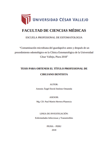 Contaminación microbiana del guardapolvo antes y después de un procedimiento odontológico