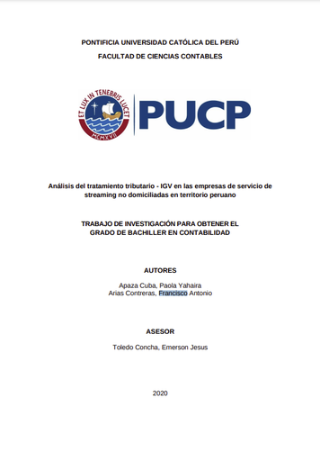 Análisis del tratamiento tributario - IGV en las empresas de servicio de streaming no domiciliadas en territorio peruano