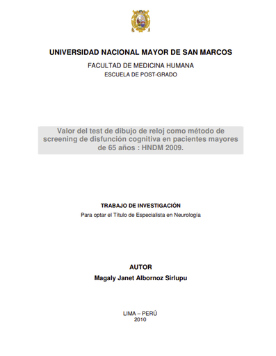 Valor del test de dibujo de reloj como método de screening