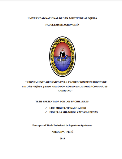 Abonamiento Orgánico en la Producción de Patrones de Vid (Vitis vinifera L.) bajo Riego por Goteo en la Irrigación Majes