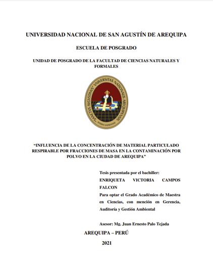 Influencia de la concentración de material particulado respirable por fracciones de masa en la contaminación por polvo