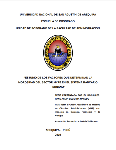 Estudio de los factores que determinan la morosidad del sector Mype en el sistema bancario peruano