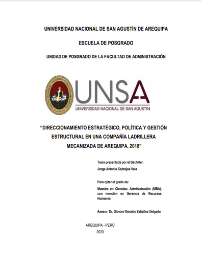 Direccionamiento estratégico, política y gestión estructural en una Compañía Ladrillera Mecanizada