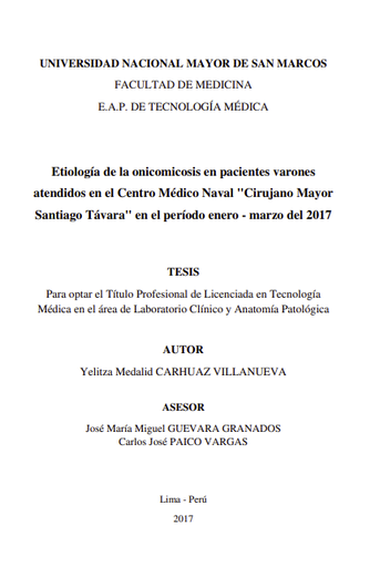 Etiología de la onicomicosis en pacientes varones atendidos en el Centro Médico Naval