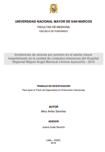 Incidencias de ulceras por presión en el adulto mayor hospitalizado en la unidad de cuidados intensivos