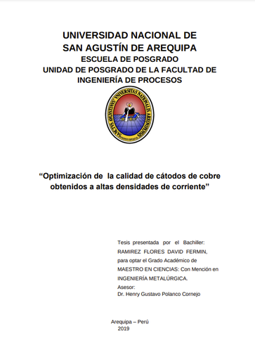 Optimización de la calidad de cátodos de cobre obtenidos a altas densidades de corriente