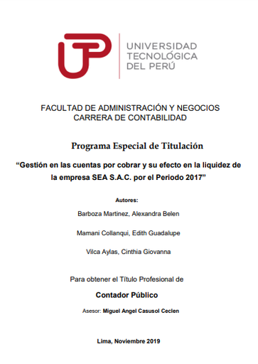 Gestión en las cuentas por cobrar y su efecto en la liquidez de la empresa SEA S. A. C. por el periodo 2017