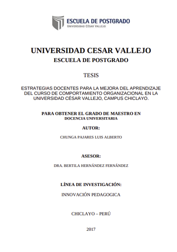 Estrategias Docentes Para La Mejora Del Aprendizaje Del Curso De Comportamiento Organizacional