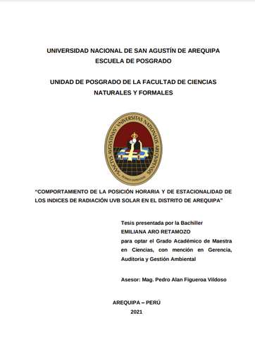 Comportamiento de la posición horaria y de estacionalidad de los indices de radiación UVB solar en el distrito de Arequipa