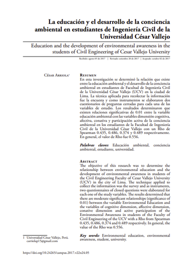 La educación y el desarrollo de la conciencia ambiental en estudiantes de Ingeniería Civil de la Universidad César Vallejo