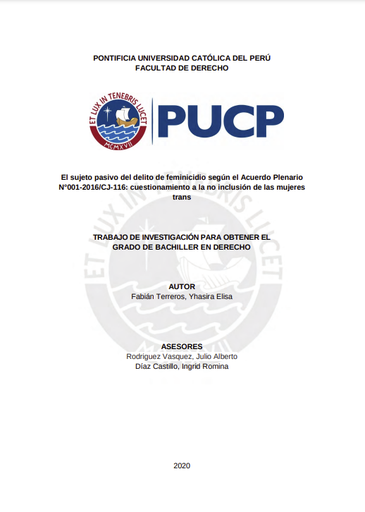 El sujeto pasivo del delito de feminicidio según el Acuerdo Plenario N°001-2016/CJ-116