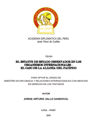 El estatus de Estado Observador en los organismos internacionales - El caso de la Alianza del Pacífico