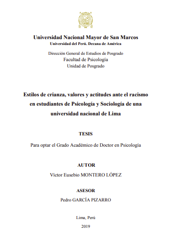 Estilos de crianza, valores y actitudes ante el racismo en estudiantes de Psicología y Sociología