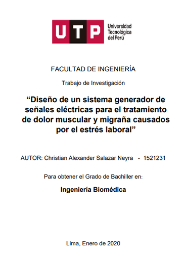 Diseño de un sistema generador de señales eléctricas para el tratamiento de dolor muscular y migraña