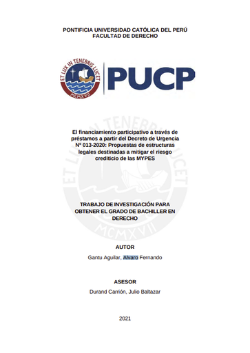 El financiamiento participativo a través de préstamos a partir del Decreto de Urgencia N° 013-2020