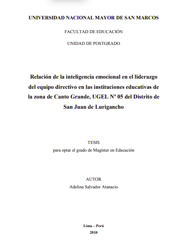 Relación de la inteligencia emocional en el liderazgo del equipo directivo