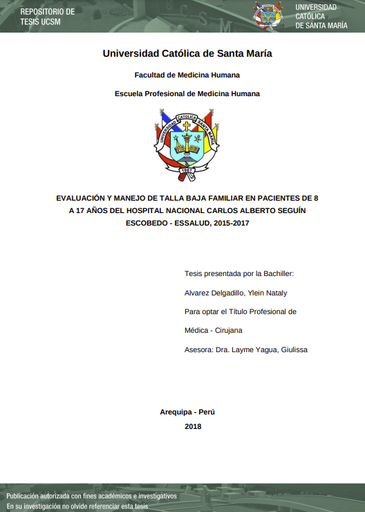 Evaluación y Manejo de Talla Baja Familiar en Pacientes de 8 a 17 Años del Hospital Nacional Carlos Alberto Seguín Escobedo