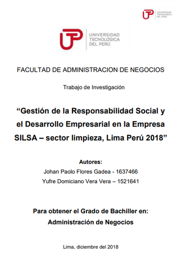 Gestión de la responsabilidad social y el desarrollo empresarial en la empresa SILSA - sector limpieza, Lima Perú 2018