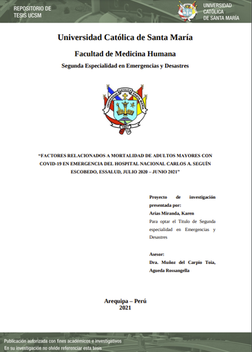 Factores relacionados a mortalidad de adultos mayores con COVID-19 en emergencia del Hospital Nacional Carlos A. Seguín Escobedo