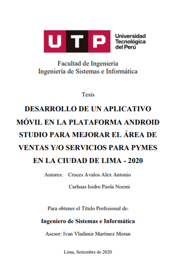 Desarrollo de un aplicativo móvil en la plataforma Android Studio para mejorar el área de ventas y/o servicios para PyMES