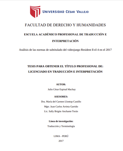 Análisis de las normas de subtitulado del videojuego Resident Evil 4 en el 2017