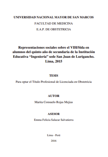 Representaciones sociales sobre el VIH/Sida en alumnos del quinto año de secundaria