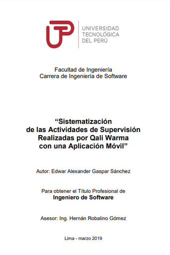 Sistematización de las actividades de supervisión realizadas por Qali Warma con una aplicación móvil