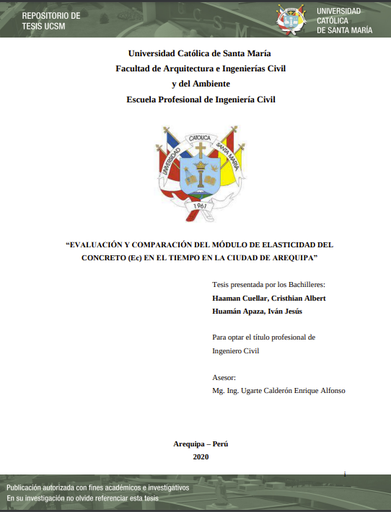 Evaluación y comparación del módulo de elasticidad del concreto (Ec) en el tiempo en la ciudad de Arequipa