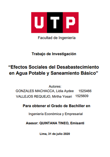 Efectos sociales del desabastecimiento en agua potable y saneamiento básico