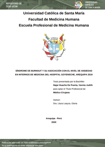 Síndrome de Burnout y su asociación con el nivel de ansiedad en internos de medicina del Hospital Goyeneche, Arequipa 2019