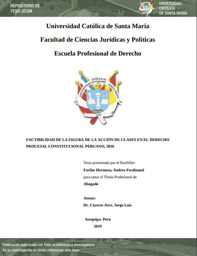 Factibilidad de la Figura de la Acción de Clases en el Derecho Procesal Constitucional Peruano, 2016