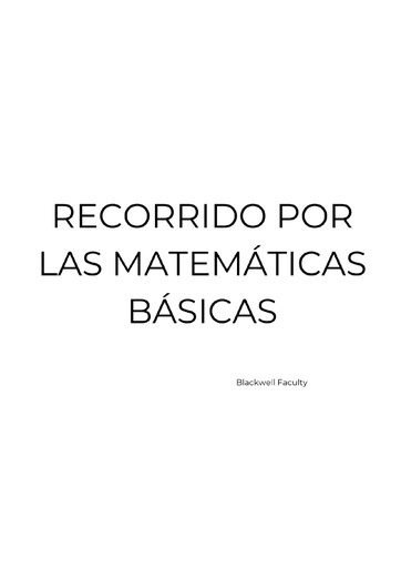 RECORRIDO POR LAS MATEMÁTICAS BÁSICAS