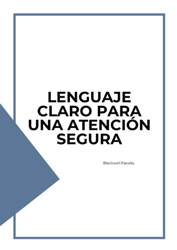 LENGUAJE CLARO PARA UNA ATENCIÓN SEGURA