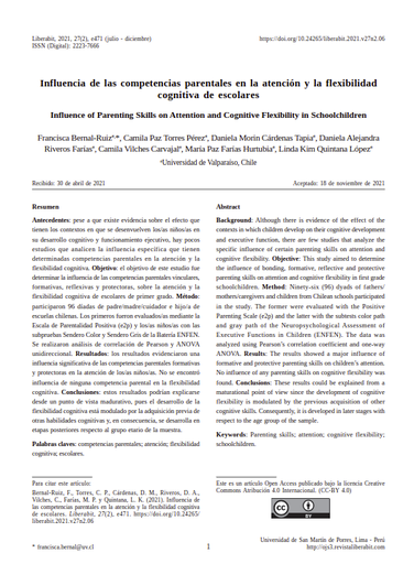 Influencia de las competencias parentales en la atención y la flexibilidad cognitiva de escolares