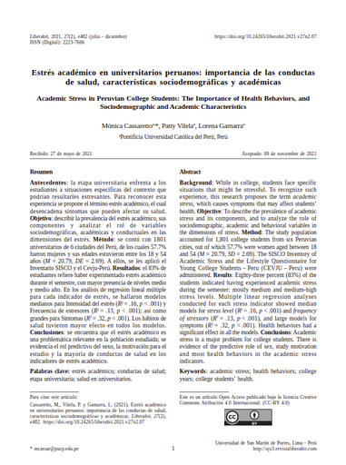 Estrés académico en universitarios peruano