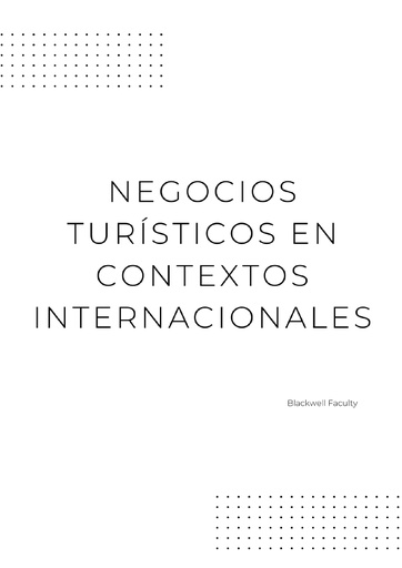 NEGOCIOS TURÍSTICOS EN CONTEXTOS INTERNACIONALES