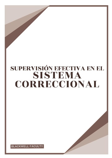 SUPERVISIÓN EFECTIVA EN EL SISTEMA CORRECCIONAL