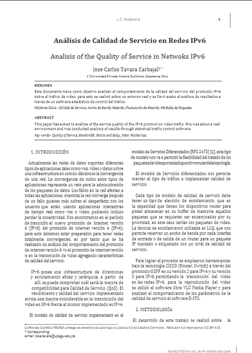 Análisis de Calidad de Servicio en Redes IPv6