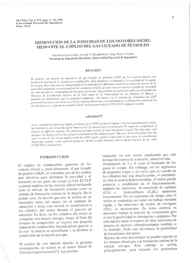 DISMINUCIÓN DE LA TOXICIDAD DE LOS MOTORES DIESEL MEDIANTE EL EMPLEO DEL GAS LICUADO DE PETRÓLEO