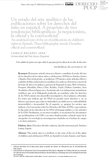 Un estado del arte analítico de las publicaciones sobre los derechos del niño en español