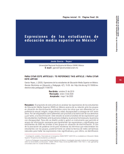 Expresiones de los estudiantes de educación media superior en México