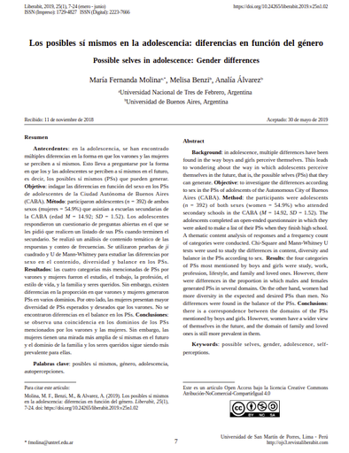 Los posibles sí mismos en la adolescencia: Diferencias en función del género